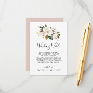Elegant Magnolia White Wedishing Well Card Begleitkarte