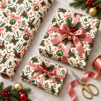 Elegant Mahjong Christmas Wrapping Paper Geschenkpapier