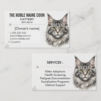 Elegant Maine Coon Cattery Business Card  Visitenkarte
