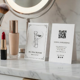 Elegant Makeup Artist Business Card with QR Code  Visitenkarte
