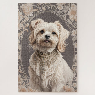 Elegant Maltese Dog William Morris Inspiriert Puzzle