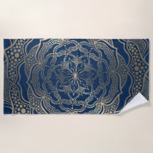 Elegant Mandala Art Boho Gold und Navy Blue Luxury