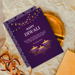 Elegant Mandala diyas custom Lila Diwali Feiertagskarte