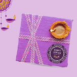 Elegant mandala diyas hindu custom purple diwali  runder aufkleber<br><div class="desc">Add a touch of elegance to your Diwali celebrations with this custom sticker featuring a stunning silver mandala design, glowing diyas, and a rich purple background. Perfect for sealing envelopes, decorating gift bags, boxes, or party favors, this personalized Diwali sticker blends traditional charm with modern sophistication. Customize with your name...</div>