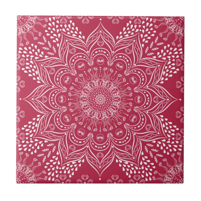 Elegant Mandala Magenta Pink Fliese (Vorderseite)