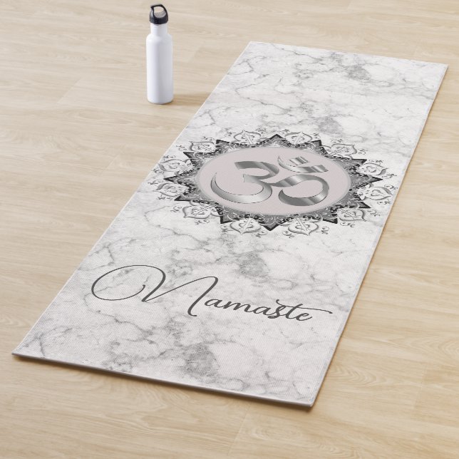 Elegant Mandala Om Namaste auf Marmor Yogamatte (Beispiel)