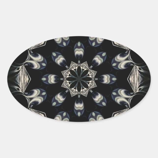 elegant Mandala Ovaler Aufkleber (Vorderseite)