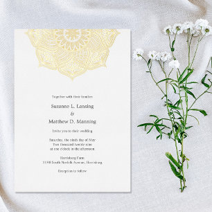 Elegant Mandala REAL GOLD FOIL Hochzeit Einladung