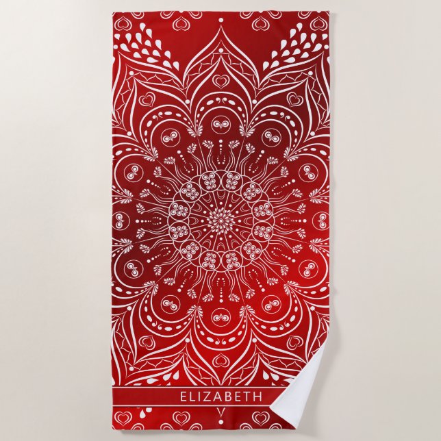 Elegant Mandala Red Strandtuch (Vorderseite)