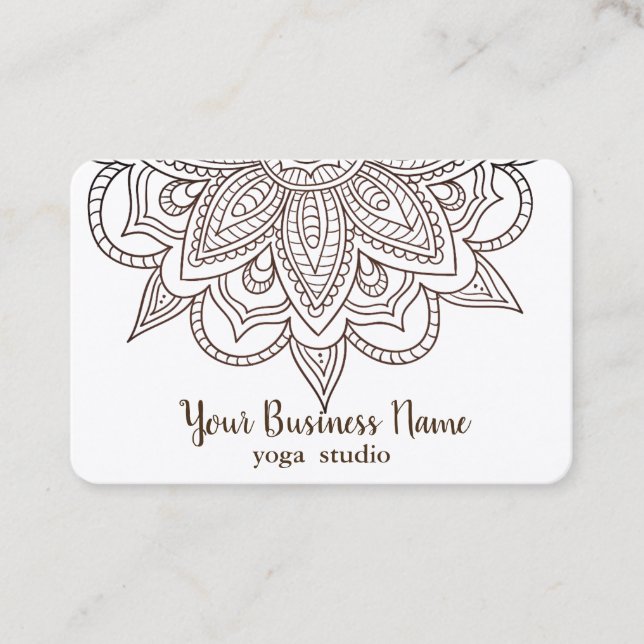 Elegant Mandala White Chic Classy Yoga Instructor Visitenkarte (Vorderseite)