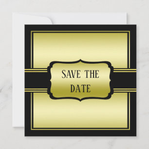 Elegant Man's Gold & Black Birthday Save The Date