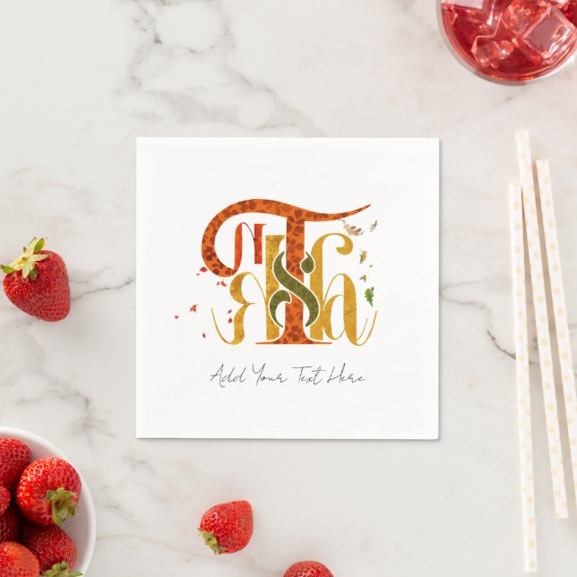Elegant Manuscript Thanks Autumn Fall Foliage Serviette (Beispiel)