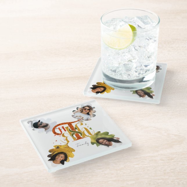 Elegant Manuscript Thanks Autumn Foliage Photos  Glasuntersetzer (Schrägansicht)