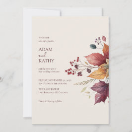 Elegant Maple Leaf Fall Wedding Invitation Einladung