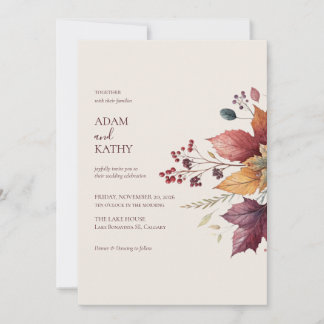 Elegant Maple Leaf Fall Wedding Invitation Einladung