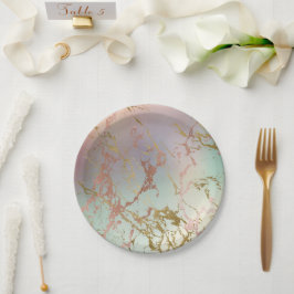 Elegant Marble | Beige Minze Sage Green Rose Gold Pappteller