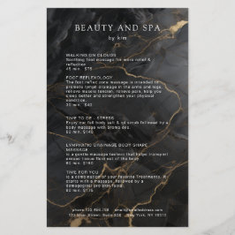 Elegant Marble Black-Gold Salon QR Code Pricelist Flyer