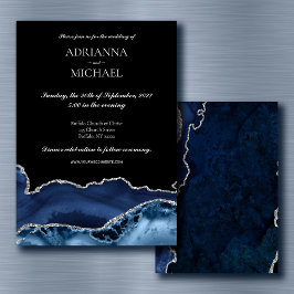 Elegant Marble Blue Agate Hochzeit Einladung