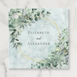 Elegant Marble Eucalyptus Greenerity Gold Wedding Geschenkanhänger