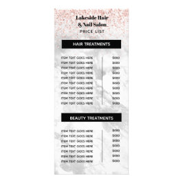Elegant Marble Glitter Salon Price list Services Werbekarte