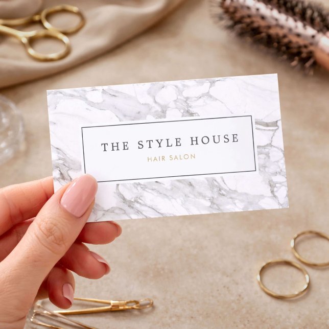 Elegant Marble Hair Stylist Salon Visitenkarte (Von Creator hochgeladen)