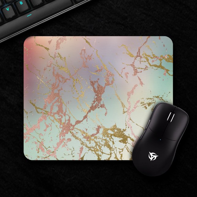 Elegant Marble | Kupfersage Minze Grüne Rose Gold Mousepad (Von Creator hochgeladen)