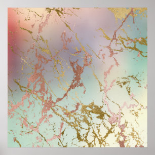 Elegant Marble Kupfersage Minze Grüne Rose Gold Poster