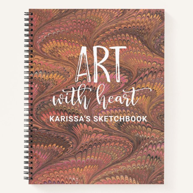 Elegant Marble Monogram Artist Sketchbook Notizbuch (Vorderseite)