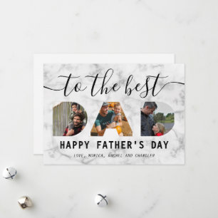Elegant Marble Toned Script Foto Vatertag Feiertagskarte