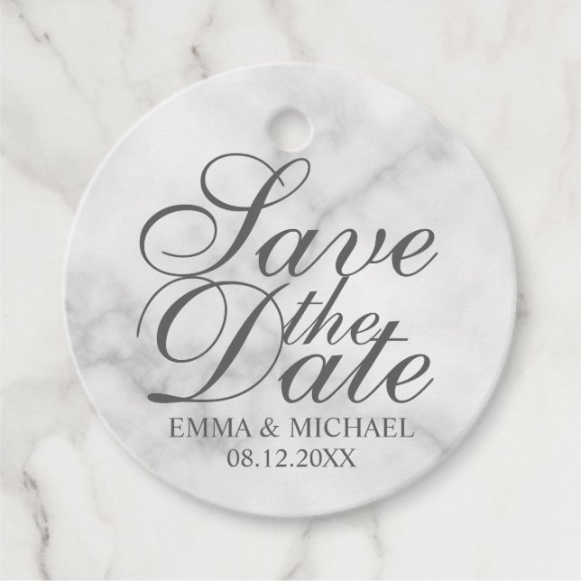 Elegant Marble Wedding Save the Date Geschenkanhänger (Vorderseite)
