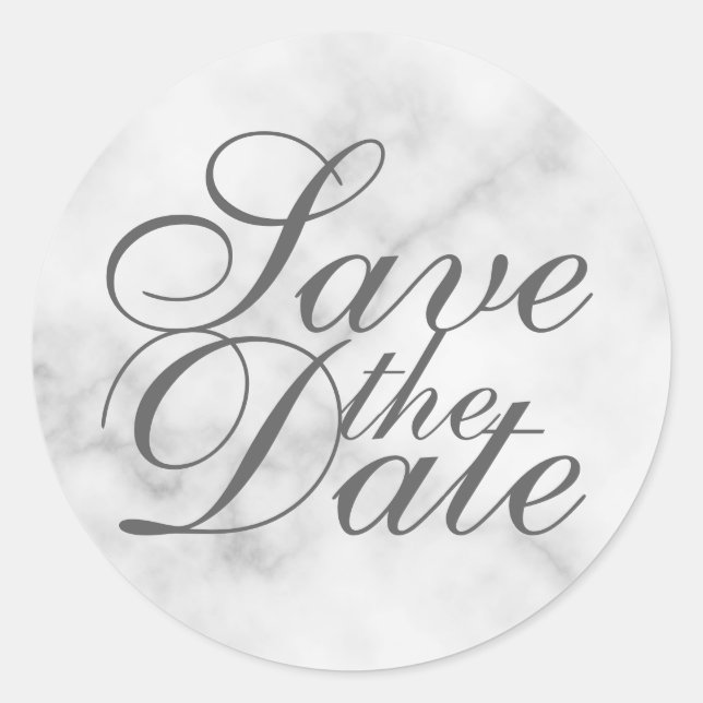 Elegant Marble Wedding Save the Date Runder Aufkleber (Vorderseite)