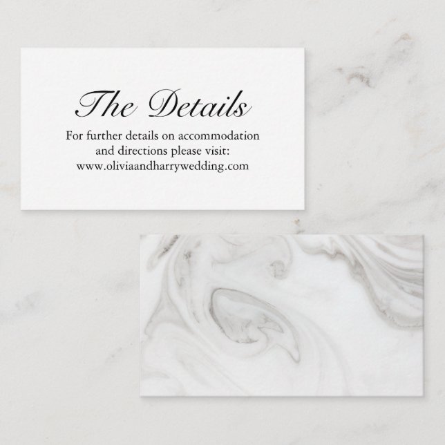 Elegant Marble Wedding Website Enclosure Card Begleitkarte (Vorne/Hinten)