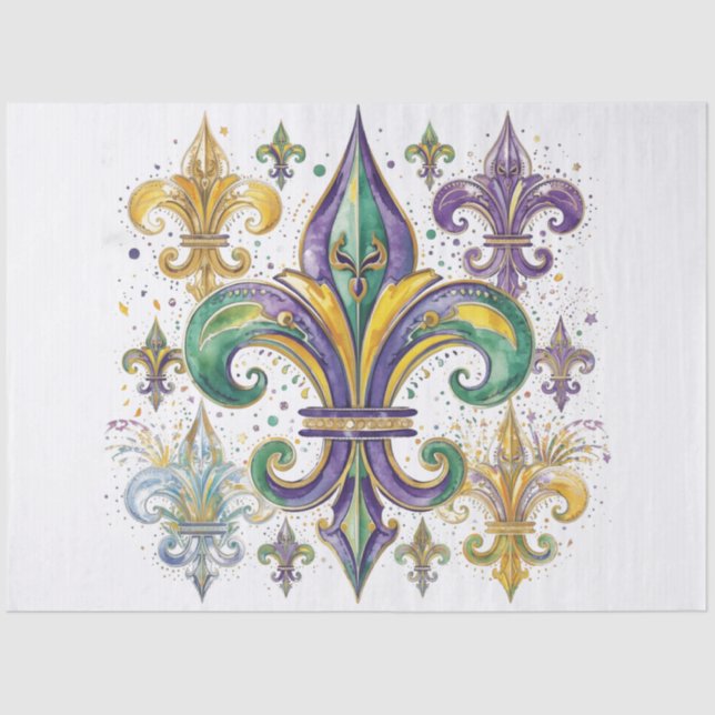 Elegant Mardi Gras Colors Decoupage Seidenpapier (Vorderseite)