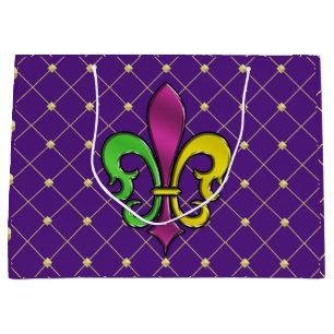 Elegant Mardi Gras Lilie Design Geschenktasche Große Geschenktüte