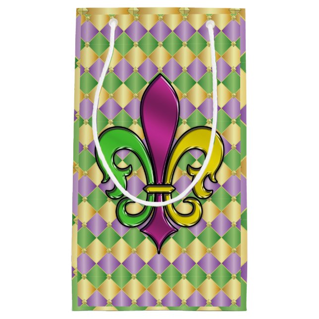 Elegant Mardi Gras Lilie Design Geschenktasche Kleine Geschenktüte (Vorderseite)