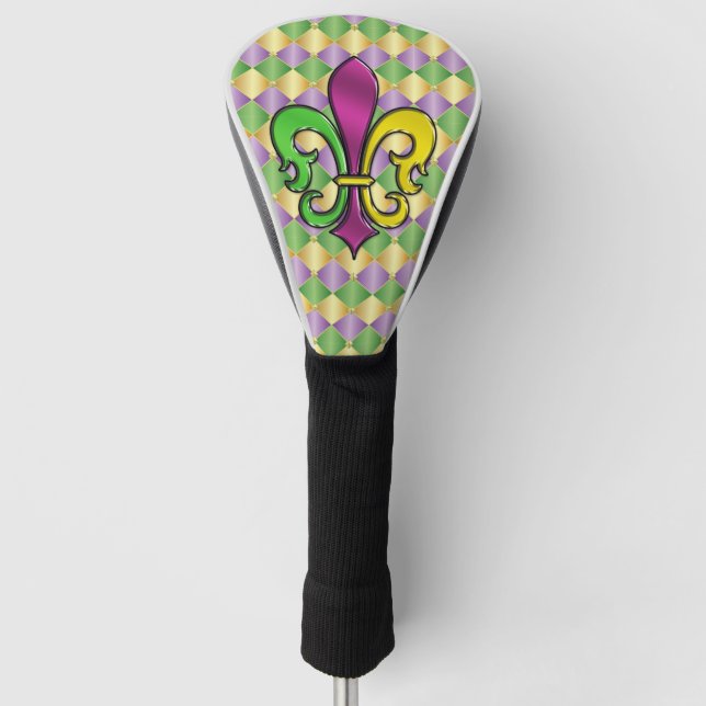Elegant Mardi Gras Lilie Design Golf Cover Golf Headcover (Vorderseite)
