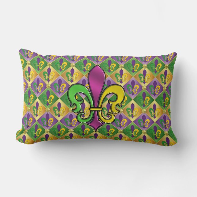 Elegant Mardi Gras Lilie Pillow Lendenkissen (Vorderseite)