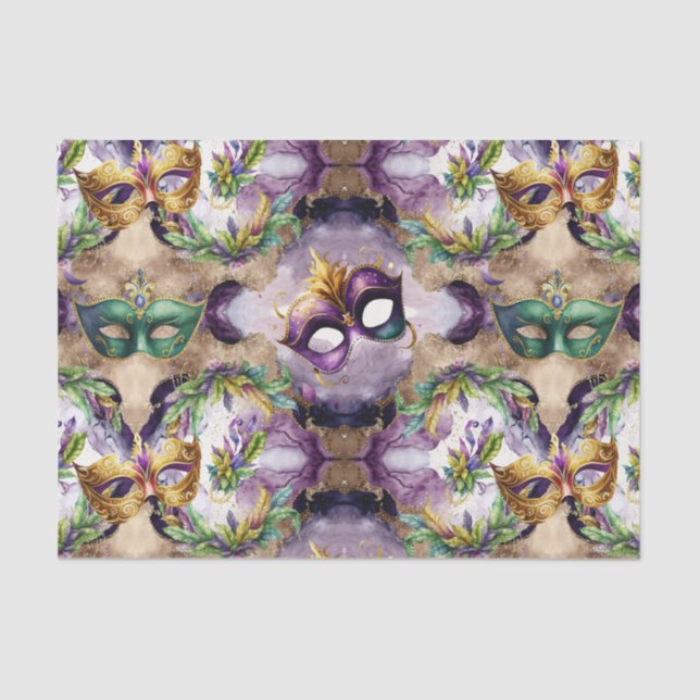 Elegant Mardi Gras Masks Seidenpapier (Vorderseite)