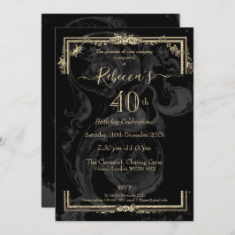 Elegant Marie Antoinette auf schwarz Französisch i Einladung