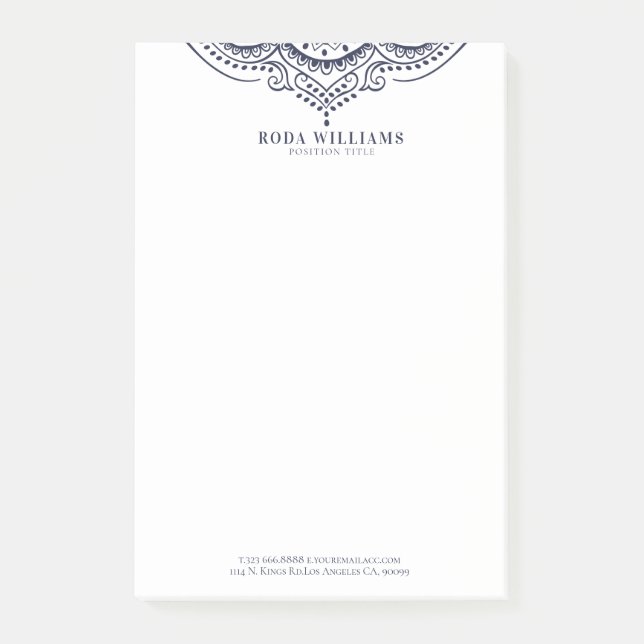 Elegant marineblau, gürtelmädchenhaft post-it klebezettel (Vorderseite)