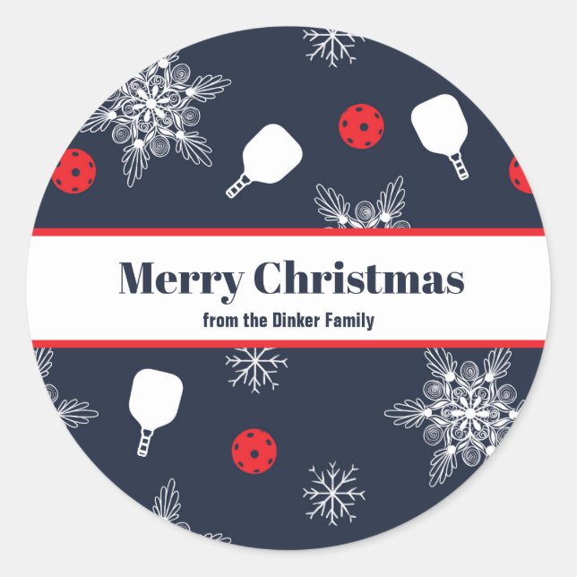 Elegant marineblau 💙 pickleball Weihnachten Runder Aufkleber (Vorderseite)