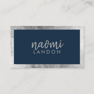 Elegant marineblau und silber modern minimalistisc visitenkarte