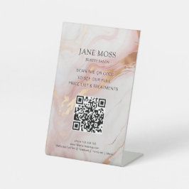 Elegant, Marmor-Rose-Gold, Salon, QR-Code Sockelschild