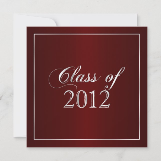 Elegant Maroon and Silver Class of 2012 Einladung (Vorderseite)