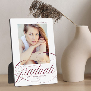 Elegant Maroon Calligraphy Abschluss Foto Fotoplatte