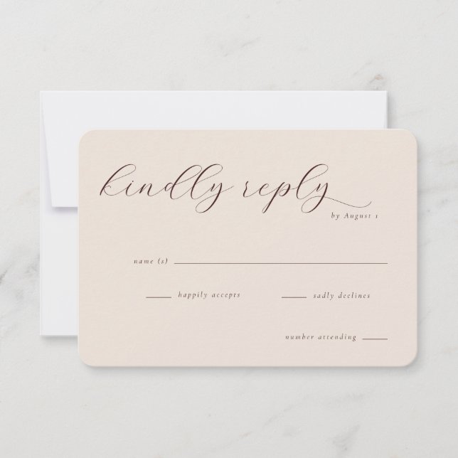 Elegant Maroon Calligraphy RSVP Karte (Vorderseite)