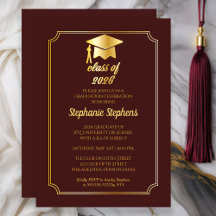 Elegant Maroon | Gold Cap Uni-Abschluss Party