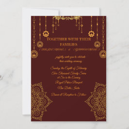 Elegant Maroon & Gold Wedding Invitation Einladung