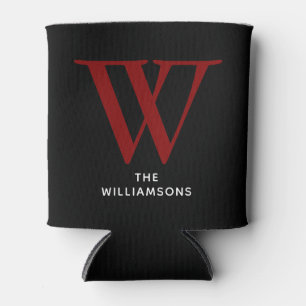 Elegant Maroon Monogram Name Dosenkühler