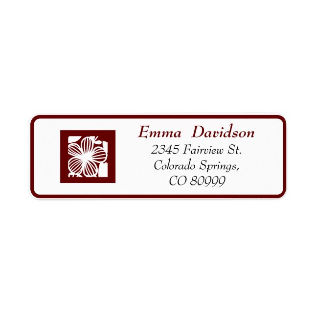 Elegant Maroon Open-Work-Rücksendeadressen-Aufkleb (Vorne)